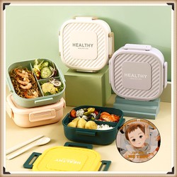 Bộ 3 hộp cơm tặng kèm hộp canh và bộ thìa đũa nhựa PP cao cấp đồ văn phòng sinh viên genz tiện lợi D&H STORE S3HOPCOM122