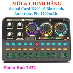 Sound Card có Bluetooth, Auto-tune, Pin 1200mAh dùng cho Thu âm, Livestream, Karaoke  K900 2022, V8S Pro