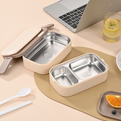 Hộp cơm 2 tầng giữ nhiệt inox 304 cao cấp tặng kèm bộ thìa đũa phụ kiện văn phòng cho  sinh viên HC2MAU24
