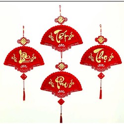 Khánh Quạt Nhung Đỏ Khắc Chữ TẾT PHÚC LỘC
