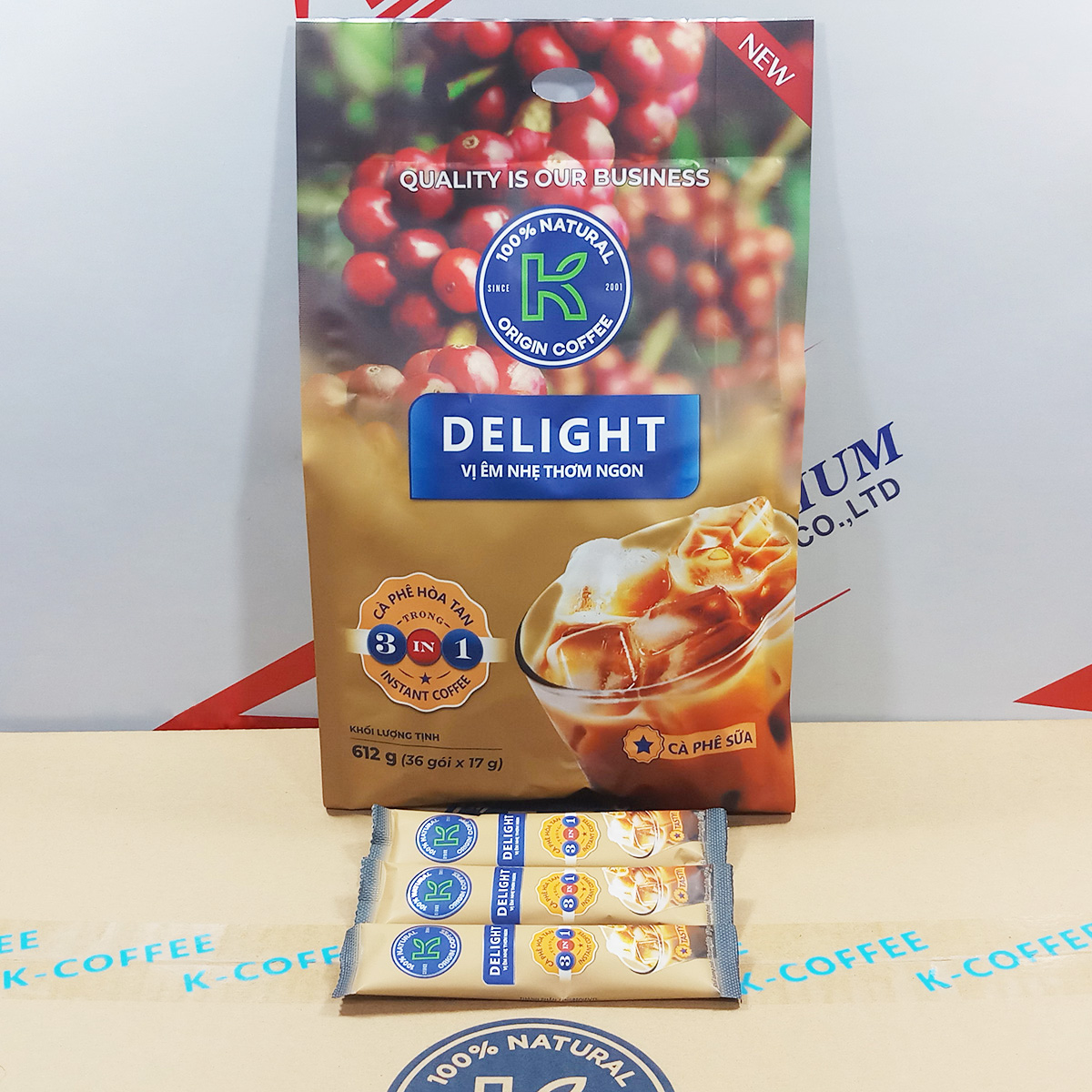 Hình ảnh Cà phê sữa K Coffee Delight Phúc Sinh bịch 612g (36 gói nhỏ x 17g)