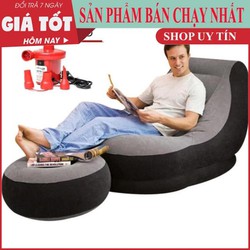 Bộ Ghế Lười Tựa Lưng Bọc Nhung Tặng kèm Bơm Hơi Điện Kiểu Dáng Hàn Quốc Mềm Mại thư giãn bền đẹp
