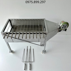 [ Hàng Loại 2 ] Máy nướng thịt, chả, gà, vịt quay tự động 12 xiên Thép - Bếp than hoa, tặng 12 xiên đơn và 2 xiên 3 inox