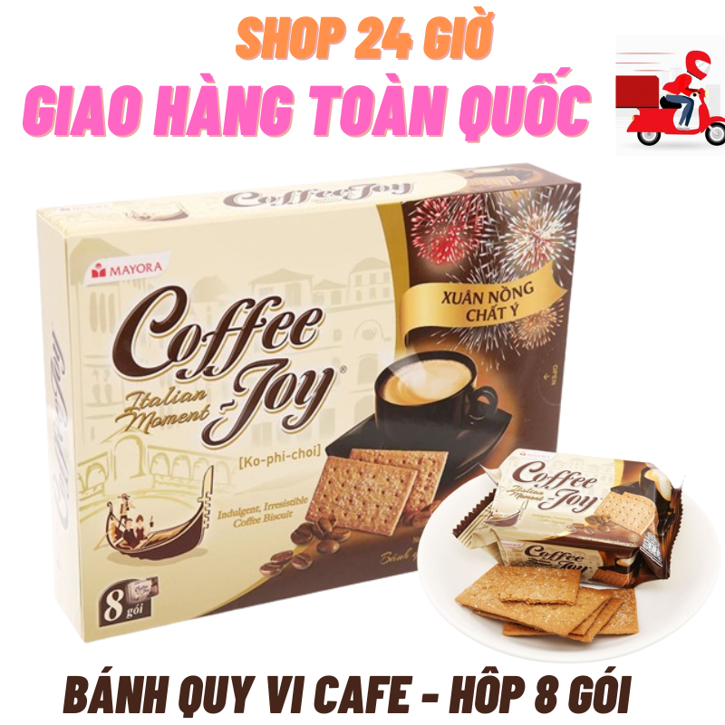 Hình ảnh Coffee Joy Bánh Quy Phủ Đường Vi Cà Phê Hộp 8 Gói