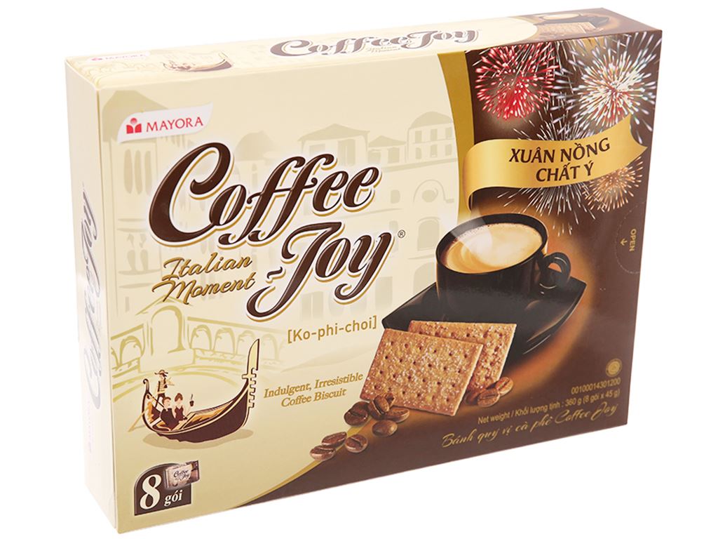 Hình ảnh Coffee Joy Bánh Quy Phủ Đường Vi Cà Phê Hộp 8 Gói