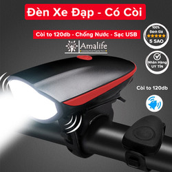 Đèn Xe Đạp Có Còi Siêu Sáng Chống Nước – Có Pin Cổng Sạc USB – Đèn Còi Xe Đạp Có 3 Chế Độ Sáng XPG Còi To 120dB Amalife
