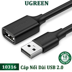 Cáp Nối Dài Mở Rộng USB 2.0 Chính Hãng Ugreen Tốc Độ Cao 480Mbps Chống Nhiễu, Dùng Cho Thiết Bị Ngoại Vi, Phụ Kiện, Sạc