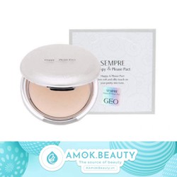 Chính hãng Phấn phủ siêu mịn Geo Sempre Happy & Please Pact Màu Trắng 22g