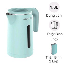 Ấm siêu tốc Sunhouse SHD1351 [ 1.8 lít ] 1500W [ inox 304 an tòan - 2 lớp cách nhiệt tốt - sôi nhanh vượt trội ]
