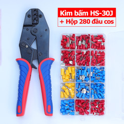 Combo Kìm bấm cos HS-30J và Hộp 280 đầu bấm cốt dây điện HS30J