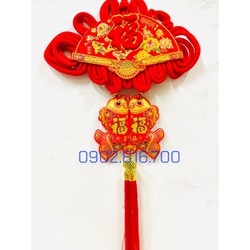 Khánh quạt Liễng treo Dây treo hình quạt nhung đỏ phụ kiện decor trang trí tết