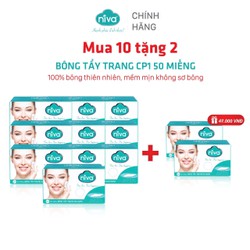 [10 Tặng 2] Bông Tẩy Trang Vuông NIVA Cotton Pads Cao Cấp Cp1 Hộp 50 Miếng Bông Tự Nhiên Mềm Mại An Toàn Với Da Nhạy Cảm