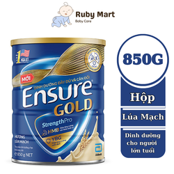 [Date T5/25]Sữa bột Ensure Gold Abbott (HMB+YBG) hương Lúa mạch 850g