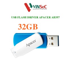 USB 3.2 32GB APACER AH357 thiết kế trẻ trung với gam màu xanh trắng bắt mắt