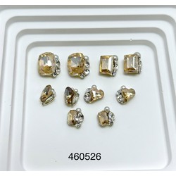 Charm đá khối (460526) màu vàng trà mix 10 viên,đá chùm nails,charm đá cao cấp đính móng