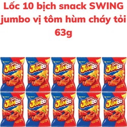 Lốc 10 bịch Bánh snack khoai tây SWING jumbo vị tôm hùm cháy tỏi bịch 63g