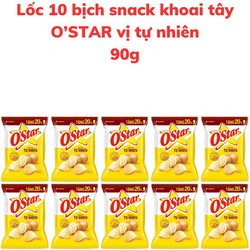Lốc 10 bịch Bánh snack khoai tây O'STAR vị tự nhiên bịch 90g