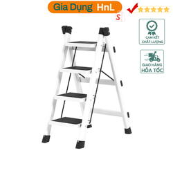 HnL Store - Thang gấp gia đình căn hộ 4 bậc thép Carbon Steel Ladder with Wide Anti-Slip Pedal