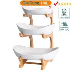 HnL Store - Đĩa trái cây, bánh 3 tầng trang trí tiệc Buffet gốm cao cấp Ceramic Fruit Bowl Serving
