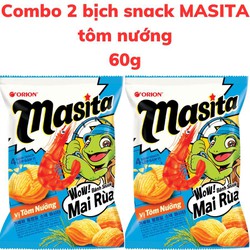 Combo 2 bịch Bánh snack mai rùa 4 lớp MASITA vị tôm nướng bịch 60g