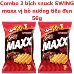 Combo 2 bịch Bánh snack khoai tây SWING maxx vị bò nướng tiêu đen bịch 56g