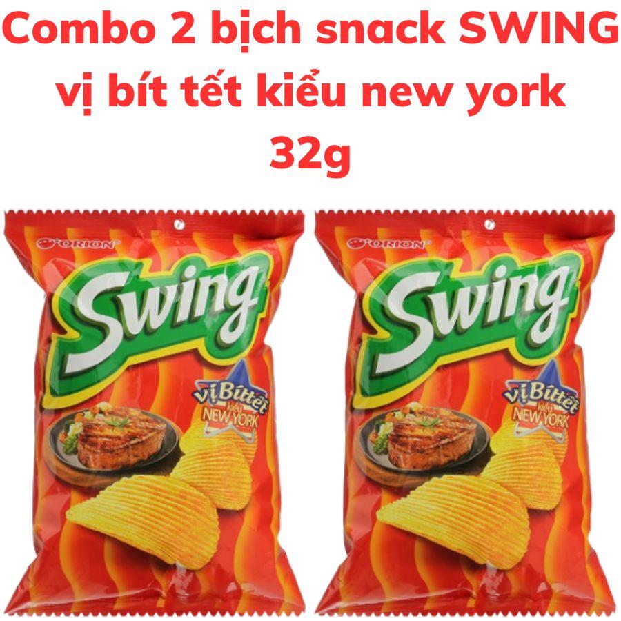 Hình ảnh Combo 2 bịch Bánh snack khoai tây SWING vị bít tết kiểu new york bịch 32g