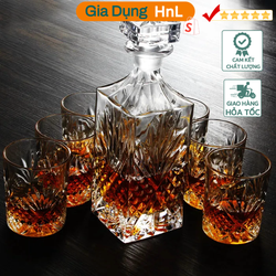 HnL Store - Bộ bình và ly Whisky pha lê cao cấp Set Decanter Wine Barwarer Household Drinkware
