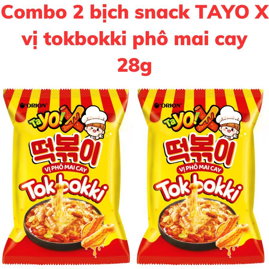 Hình ảnh Combo 2 bịch Bánh snack khoai tây TAYO X vị Tokbokki phô mai cay bịch 28g