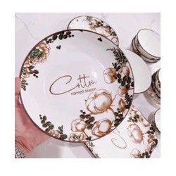COMBO 10 DĨA TRÒN GỐM SỨ HOA VĂN COTTON 18CM [CỠ 7]