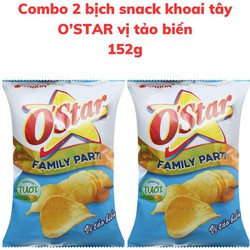 Combo 2 bịch Bánh snack khoai tây O'STAR vị tảo biển bịch 152g