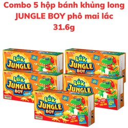 Combo 5 hộp Bánh khủng long JUNGLE BOY vị phô mai lắc bùng nổ hộp 31.6g