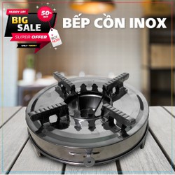 Bếp cồn Inox chất liệu dày dặn, bếp lẩu bằng cồn khô có thanh chắn gió tiện lợi