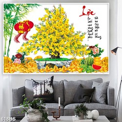 Bức tranh hoa mai vàng đón xuân