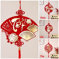 Khánh quạt Khánh tròn Liễng nhung đỏ Dây treo cửa chữ TẾT PHÚC LỘC THỌ chữ PHƯỚC phụ kiện treo decor trang trí tết