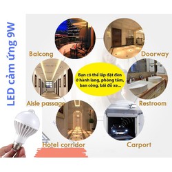 [12W] Bóng đèn Led cảm ứng HỒNG NGOẠI  thông minh 12W  tự động tắt mở khi có người đến gần lúc trời tối