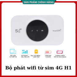Bộ Phát Wifi 4G, 5G LTE Từ Sim Mạng Dùng Pin H1 - Tốc Độ 300Mbps - Nhỏ Gọn Dễ Bỏ Túi, Phù Hợp Mang Ra Ngoài