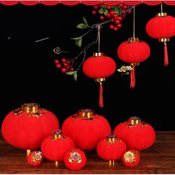 SET Lồng đèn nhung đỏ - cầu nhung nhiều size đủ cỡ phụ kiện decor treo trang trí tết
