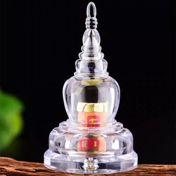 Tháp xá lợi hoa sen cao 9cm chứa kinh Chú Đại Bi