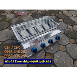 Bếp nướng gas 4 họng sứ, chuyên phục vụ kinh doanh hàu nướng