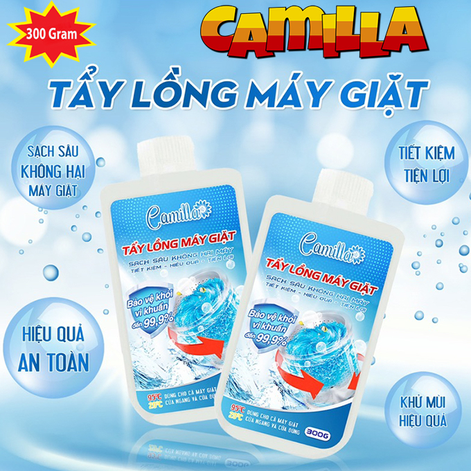 Hình ảnh Chai Tẩy Vệ Sinh Máy Giặt Camilla 300G, Loại Bỏ Các Cặn Bẩn, Nấm Mốc, Tẩy Mốc Gioăng Cao Su Tặng Kèm Viên Tẩy Lồng Giặt