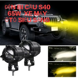 đèn trợ sáng S40 siêu sáng 65W cốt vàng pha trắng hàng cao cấp