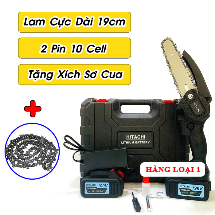 Hình ảnh Máy Cưa Pin - Máy Cưa Xích Dùng Pin Cầm Tay 199V Pin 10 Cell Hàng Chuẩn Lõi Đồng Siêu Khỏe