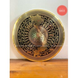 Tranh Mặt Trống đồng treo tường bằng đồng vàng đk 50cm - Mặt Trống 50