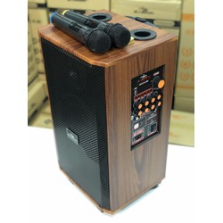 Loa Karaoke Bluetooth Thùng Gỗ (Tặng Kèm 2 Micro Không Dây Hát Cực Hay)