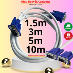 Dây Cáp VGA Trắng dài 1,5M , 5M, 10M chống nhiểu dùng cho tivi, màn hình vi tính, Minh Nguyễn