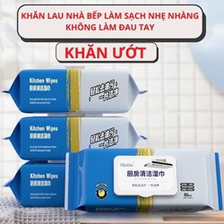 Khăn Uớt Lau Bếp Đa Năng, Giấy Uớt Vệ Sinh Nhà Bếp, Bát Đĩa Siêu Dai An Toàn Cho Da Tay Cỡ Lớn (80 tờ/bịch)