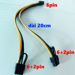 Cáp chia nguồn VGA 6pin ra 2x8Pin (6+2) cấp nguồn cho card VGA