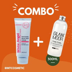 Combo Kem dưỡng trắng da White Angel Skinaz 70gr - Nước Tẩy Trang GLANMOOR 300ml