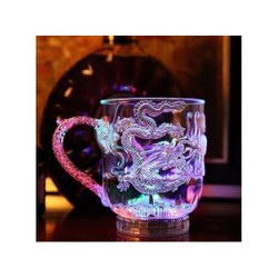 Ly cảm ứng đèn led phát sáng nhiều màu có quai loại uống bia 400ml