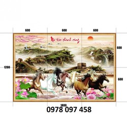 8 chú ngựa - gạch tranh ốp tường